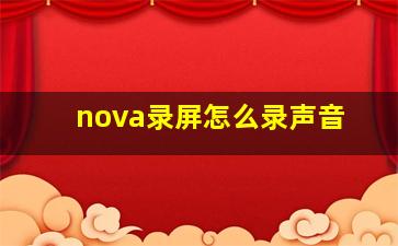 nova录屏怎么录声音