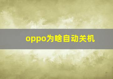 oppo为啥自动关机