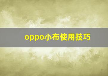 oppo小布使用技巧