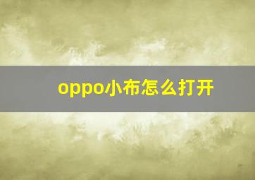 oppo小布怎么打开