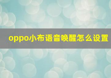 oppo小布语音唤醒怎么设置