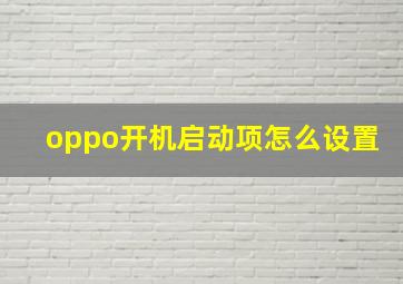 oppo开机启动项怎么设置