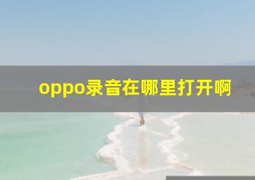 oppo录音在哪里打开啊