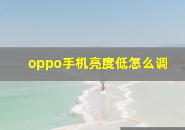 oppo手机亮度低怎么调