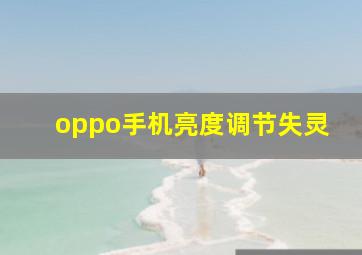 oppo手机亮度调节失灵