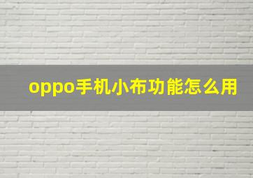 oppo手机小布功能怎么用