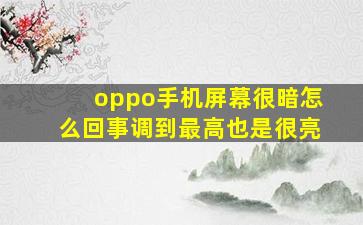 oppo手机屏幕很暗怎么回事调到最高也是很亮