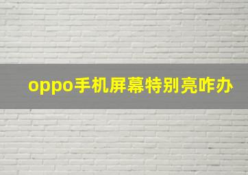 oppo手机屏幕特别亮咋办