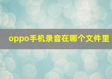 oppo手机录音在哪个文件里