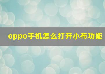 oppo手机怎么打开小布功能