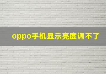 oppo手机显示亮度调不了