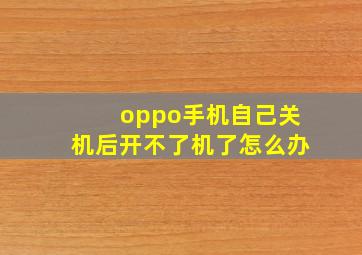 oppo手机自己关机后开不了机了怎么办