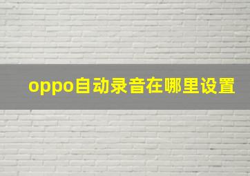 oppo自动录音在哪里设置