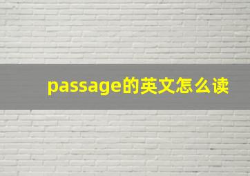 passage的英文怎么读