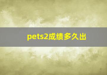 pets2成绩多久出