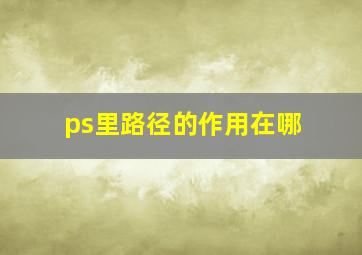 ps里路径的作用在哪