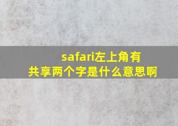 safari左上角有共享两个字是什么意思啊