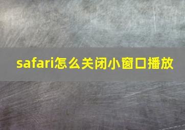 safari怎么关闭小窗口播放