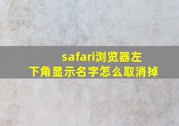 safari浏览器左下角显示名字怎么取消掉