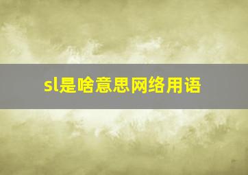 sl是啥意思网络用语