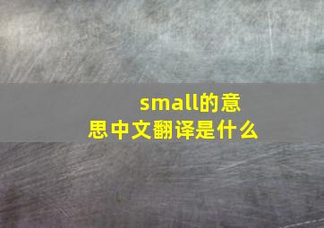 small的意思中文翻译是什么