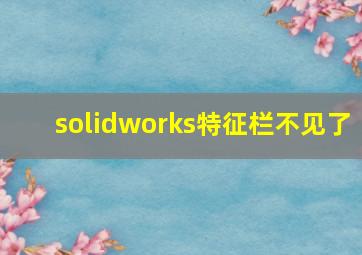 solidworks特征栏不见了