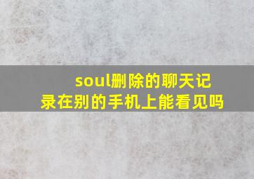 soul删除的聊天记录在别的手机上能看见吗