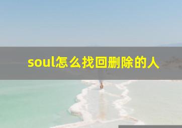 soul怎么找回删除的人