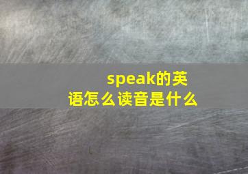 speak的英语怎么读音是什么