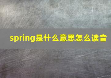 spring是什么意思怎么读音