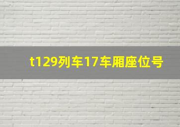 t129列车17车厢座位号