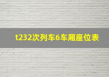 t232次列车6车厢座位表