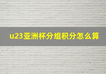 u23亚洲杯分组积分怎么算