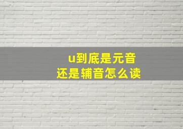 u到底是元音还是辅音怎么读