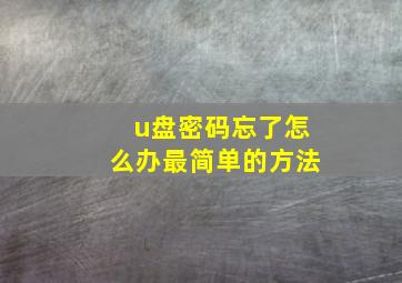 u盘密码忘了怎么办最简单的方法