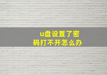 u盘设置了密码打不开怎么办