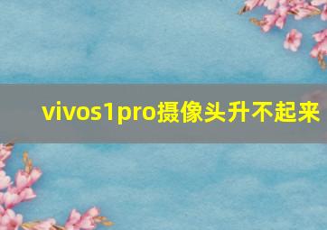 vivos1pro摄像头升不起来