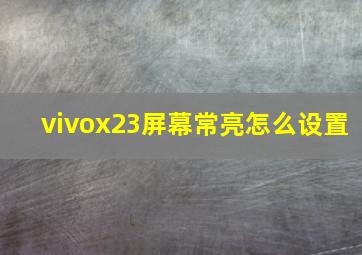 vivox23屏幕常亮怎么设置