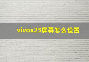 vivox23屏幕怎么设置