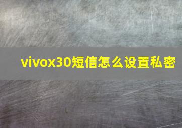 vivox30短信怎么设置私密