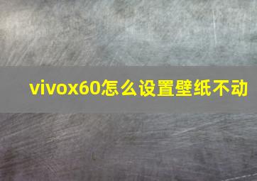 vivox60怎么设置壁纸不动