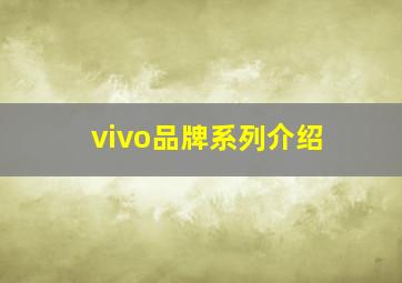 vivo品牌系列介绍