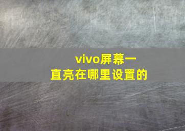 vivo屏幕一直亮在哪里设置的