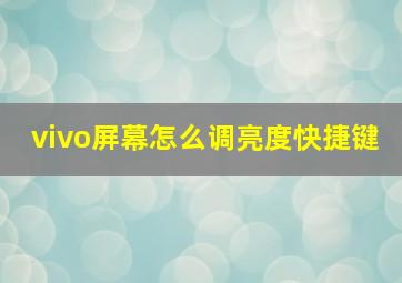 vivo屏幕怎么调亮度快捷键