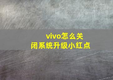 vivo怎么关闭系统升级小红点