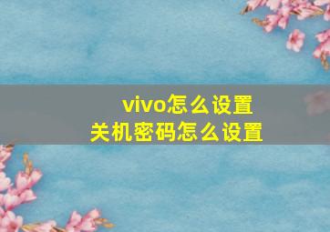 vivo怎么设置关机密码怎么设置