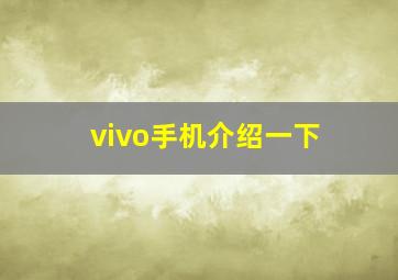 vivo手机介绍一下