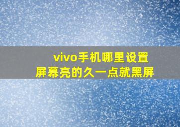 vivo手机哪里设置屏幕亮的久一点就黑屏