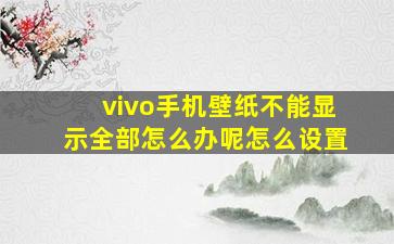 vivo手机壁纸不能显示全部怎么办呢怎么设置