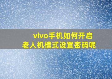 vivo手机如何开启老人机模式设置密码呢